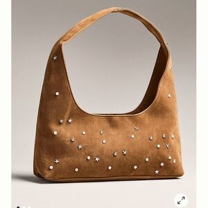 Anthropologie Tan Hobo Bag with Embellishments